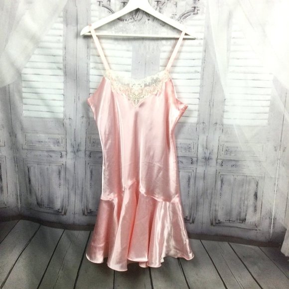 Victoria's Secret Gold Label Pink Satin Night Gown L